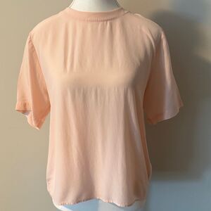 100%Silk Vintage Christie And Jill Light Pink Short Sleeve Women's Top. Sz Med